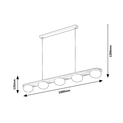 Rabalux - Lustre pendente com cabo 5xG9/25W/230V