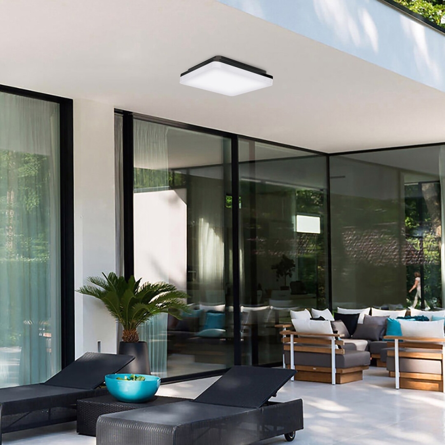 Rabalux - Luminária de tecto LED para casa de banho, 24W, 230V, IP54, 28x28 cm