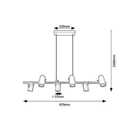 Rabalux - Candeeiro suspenso 6xGU10/25W/230V