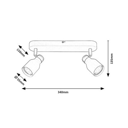 Rabalux - Candeeiro de focos 2xGU10/15W/230V