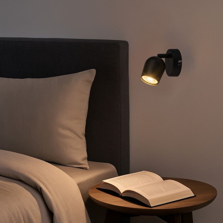 Rabalux - Aplique de parede orientável 1xGU10/15W/230V preto