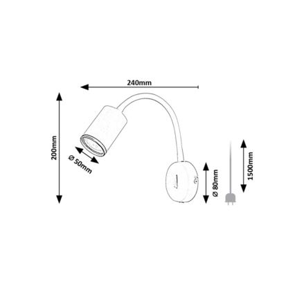 Rabalux - Aplique de parede com foco direcionável 1xGU10/15W/230V preto