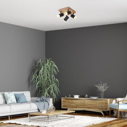 Rabalux - Plafonier com 4 focos GU10/5W/230V carvalho