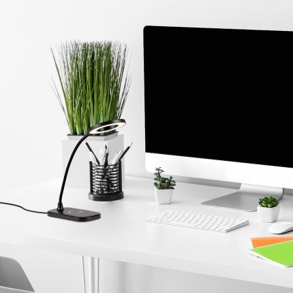 Rabalux - Lâmpada de mesa tátil LED regulável com carregamento sem fio LED/5W/5V 2700-6000K preta