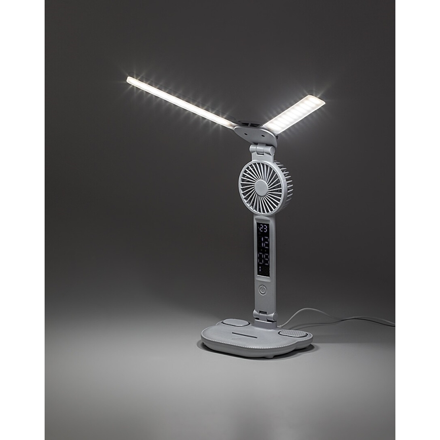 Rabalux - Lâmpada de mesa LED regulável com ventoinha e ecrã LED/7W/5V 3000/4000/6500K