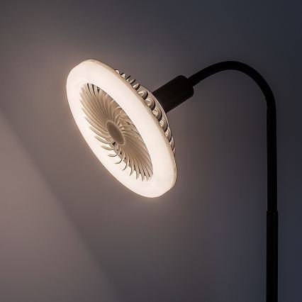 Rabalux - Lâmpada de pé LED regulável com ventoinha Ø 30 cm 1xE27/16W/230V 3000-6500K + comando à distância
