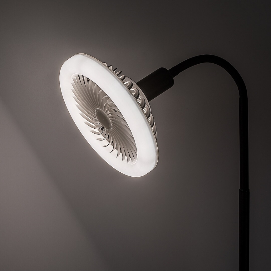Rabalux - Lâmpada de pé LED regulável com ventoinha Ø 30 cm 1xE27/16W/230V 3000-6500K + comando à distância