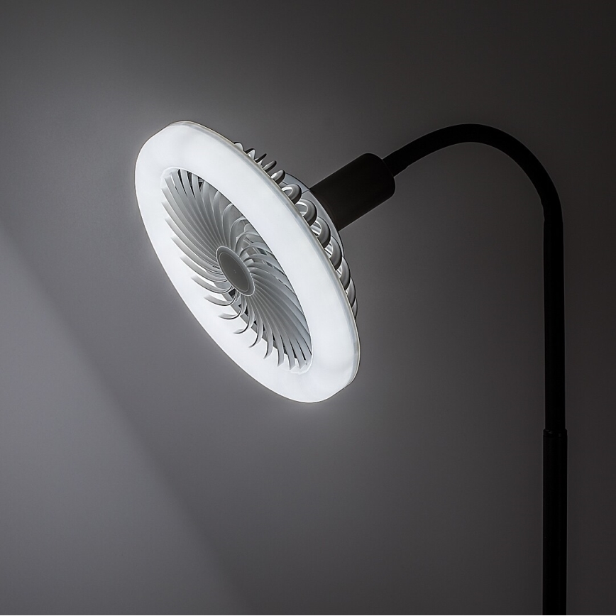 Rabalux - Lâmpada de pé LED regulável com ventoinha Ø 30 cm 1xE27/16W/230V 3000-6500K + comando à distância