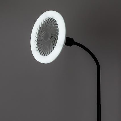 Rabalux - Lâmpada de pé LED regulável com ventoinha Ø 30 cm 1xE27/16W/230V 3000-6500K + comando à distância