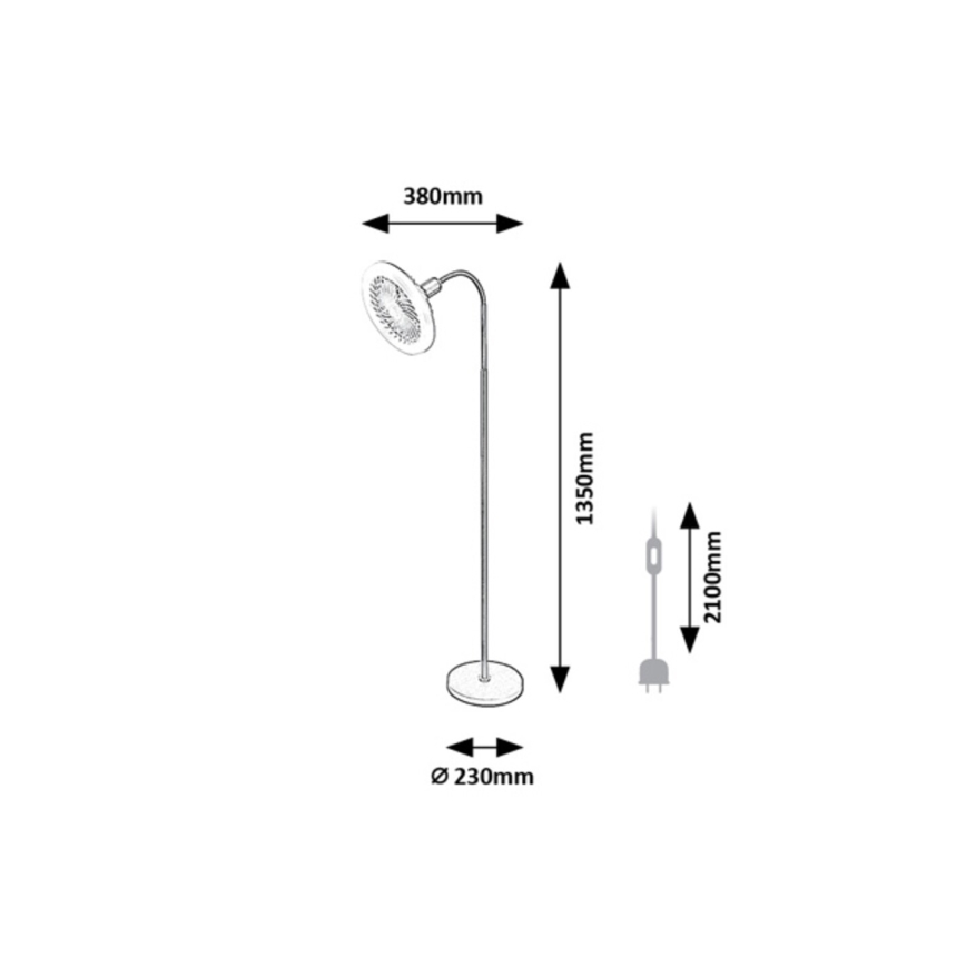 Rabalux - Lâmpada de pé LED regulável com ventoinha Ø 30 cm 1xE27/16W/230V 3000-6500K + comando à distância