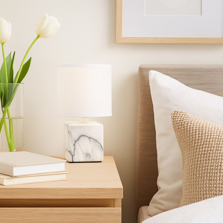 Rabalux - Candeeiro de mesa 1xE14/40W/230V branco/decoração em mármore