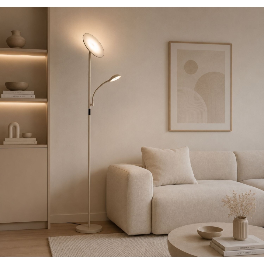 Rabalux - Candeeiro de pé dimerizável LED/23W/230V 3000/4200/6500 bege