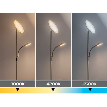 Rabalux - Candeeiro de pé dimerizável LED/23W/230V 3000/4200/6500 bege