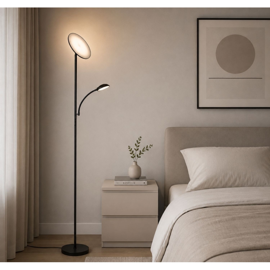 Rabalux - Candeeiro de pé LED regulável LED/23W/230V 3000/4200/6500 preto
