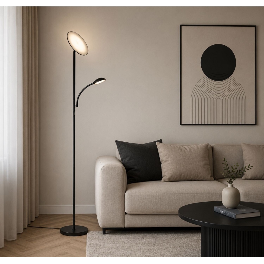 Rabalux - Candeeiro de pé LED regulável LED/23W/230V 3000/4200/6500 preto
