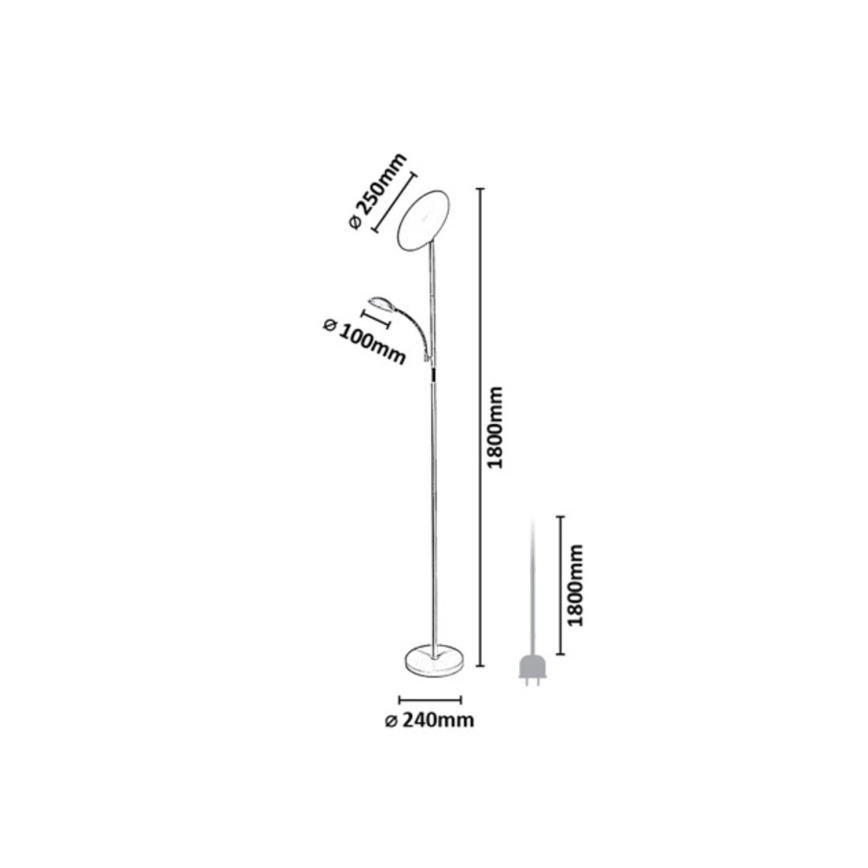 Rabalux - Candeeiro de pé LED regulável LED/23W/230V 3000/4200/6500 preto