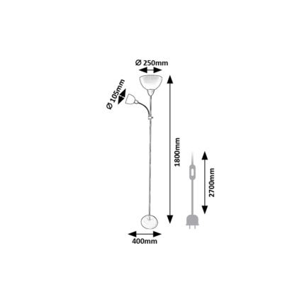 Rabalux - Candeeiro de pé 1xE27/60W/230V + 1xE14/25W verde