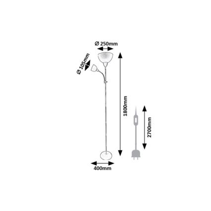 Rabalux - Candeeiro de pé 1xE27/60W/230V + 1xE14/25W bege