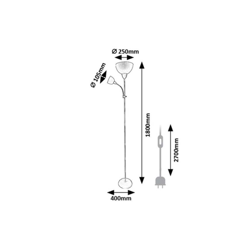 Rabalux - Candeeiro de pé 1xE27/60W/230V + 1xE14/25W bege