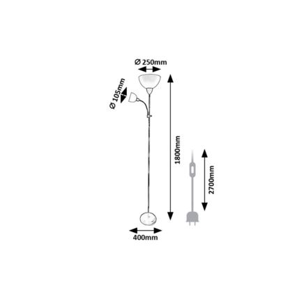 Rabalux - Candeeiro de pé 1xE27/60W/230V + 1xE14/25W preto