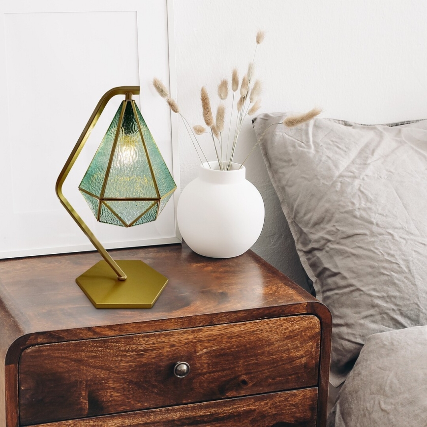 Rabalux - Tiffany vitral candeeiro de mesa 1xE14/40W/230V dourado/azul