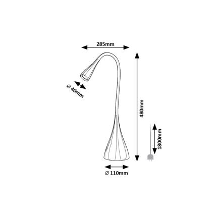 Rabalux - Candeeiro de mesa táctil LED com regulação LED/4W/230V 3000K preto