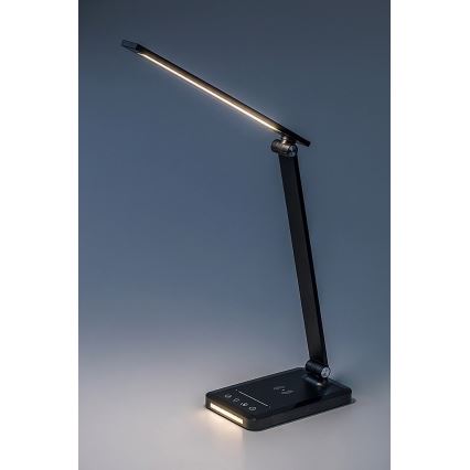 Rabalux 74213 - Candeeiro de mesa flexível LED com regulação e carregamento sem fios QI e USB LED/5W/5V 3000-6500K