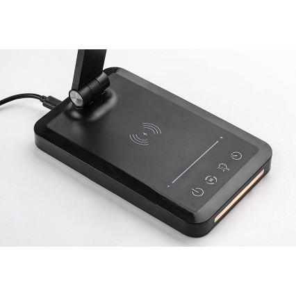 Rabalux 74213 - Candeeiro de mesa flexível LED com regulação e carregamento sem fios QI e USB LED/5W/5V 3000-6500K