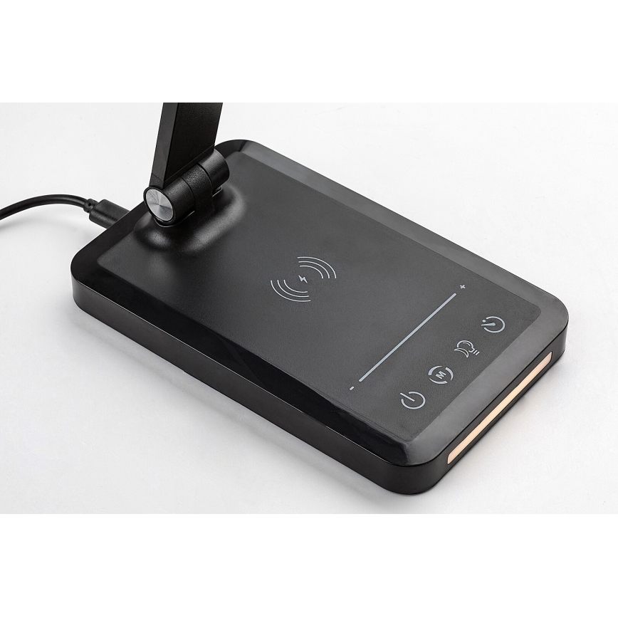 Rabalux 74213 - Candeeiro de mesa flexível LED com regulação e carregamento sem fios QI e USB LED/5W/5V 3000-6500K