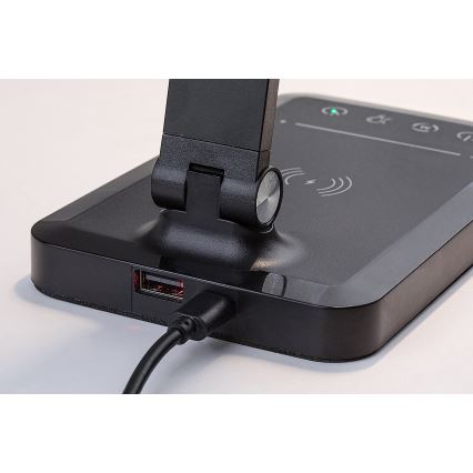 Rabalux 74213 - Candeeiro de mesa flexível LED com regulação e carregamento sem fios QI e USB LED/5W/5V 3000-6500K