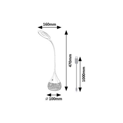 Rabalux - Candeeiro de mesa LED RGB com regulação LED/4W/230V branco