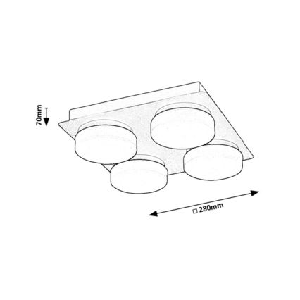 Rabalux - Plafonier LED para casa de banho 4xLED/5,2W/230V IP44 preto