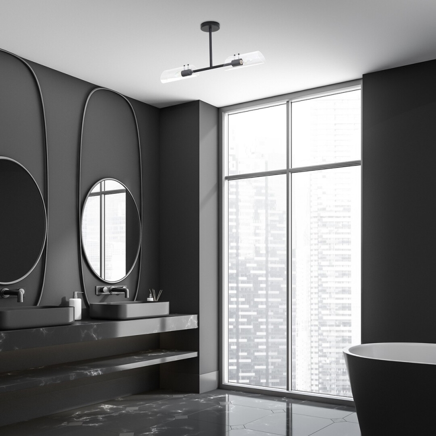 Rabalux - Candeeiro suspenso para casa de banho 2xE14/12W/230V IP44 preto