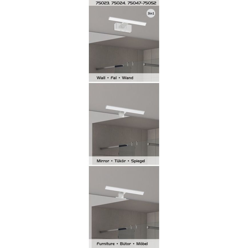 Rabalux - Iluminação LED para espelho de casa de banho LED/4W/230V IP44 20 cm preta