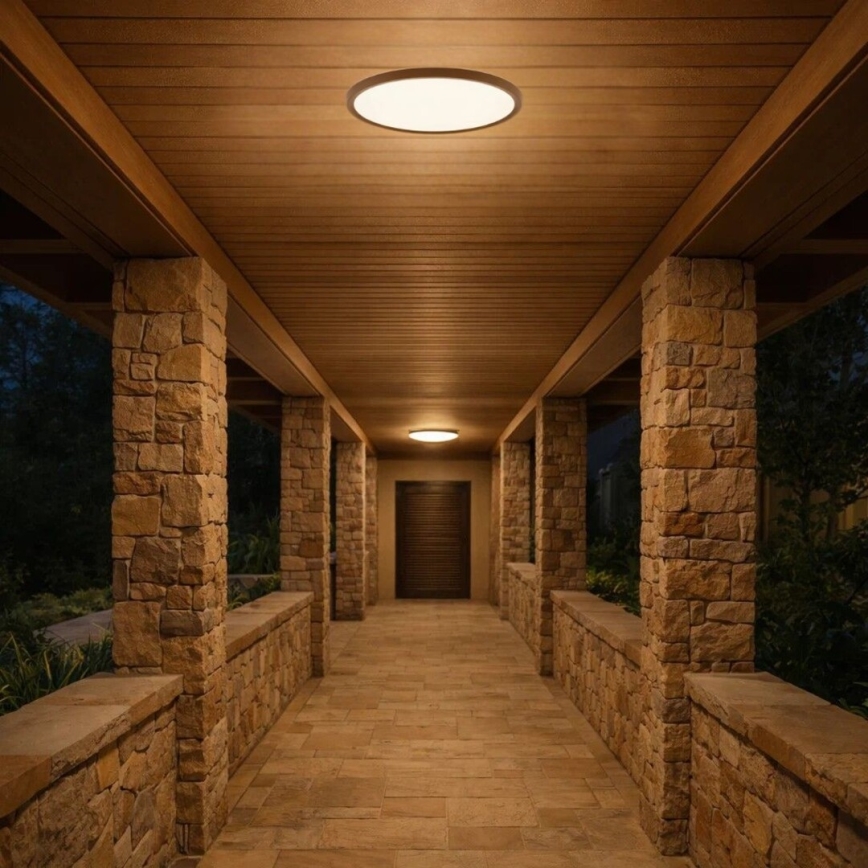 Rabalux - Candeeiro de tecto para casa de banho LED/18W/230V 3000/4000/6000K Ø 29 cm IP44 castanho