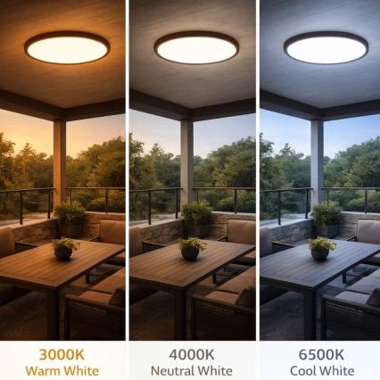 Rabalux - Candeeiro de teto LED para casa de banho LED/24W/230V 3000/4000/6000K pr. 40 cm IP44 castanho