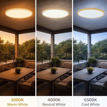 Rabalux - Plafon LED para casa de banho, 24W/230V, 3000/4000/6000K, Ø 40 cm, IP44, bege