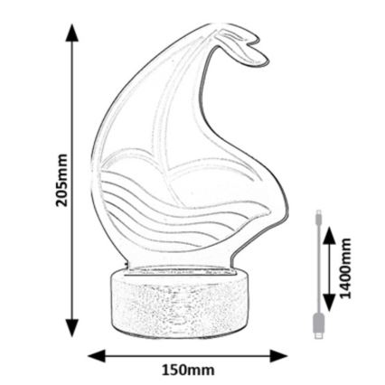 Rabalux - Lâmpada de mesa infantil LED/2W/5V 3000K barco faia