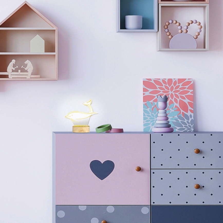 Rabalux - Lâmpada de mesa infantil LED/2W/5V 3000K golfinho faia