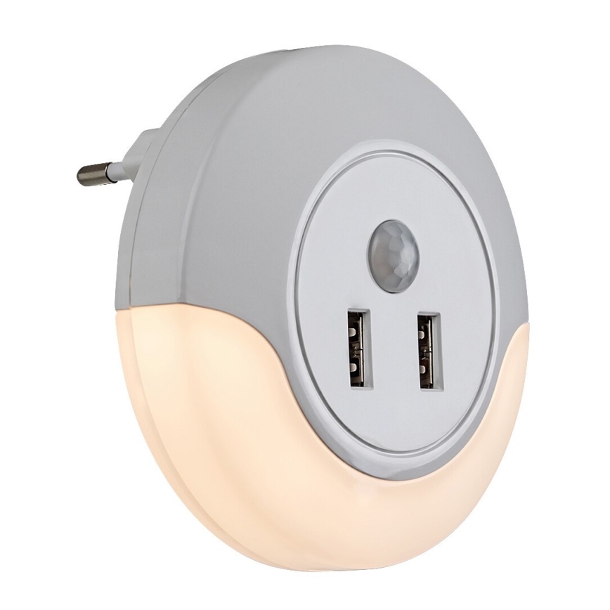 Rabalux - Luz Noturna LED de Tomada com Sensor 2xUSB LED/13,9W/230V 3000K
