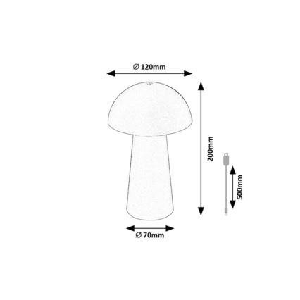 Rabalux - Lâmpada exterior recarregável tátil LED regulável LED/1,5W/5V IP44 1200 mAh USB castanha
