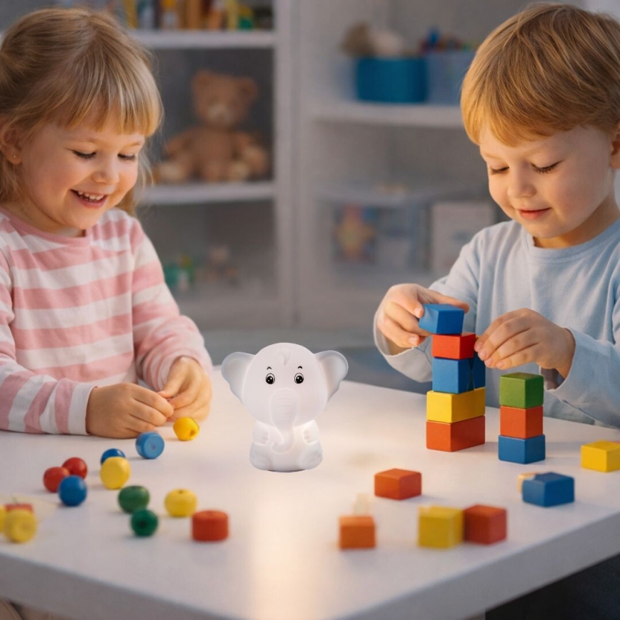 Rabalux - Luz noturna tátil LED RGB, 0,05 W, 1x CR2032, elefante
