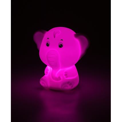 Rabalux - Luz noturna tátil LED RGB, 0,05 W, 1x CR2032, elefante