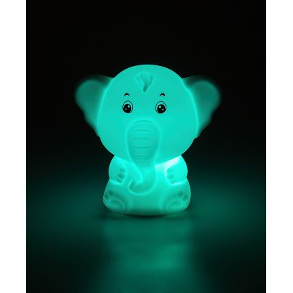 Rabalux - Luz noturna tátil LED RGB, 0,05 W, 1x CR2032, elefante