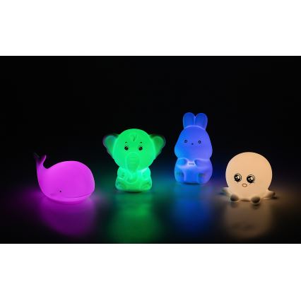 Rabalux - Luz noturna tátil LED RGB, 0,05 W, 1x CR2032, elefante