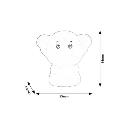 Rabalux - Luz noturna tátil LED RGB, 0,05 W, 1x CR2032, elefante