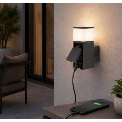 Rabalux - Luminária de parede para exterior com tomada LED/10W/230V IP44