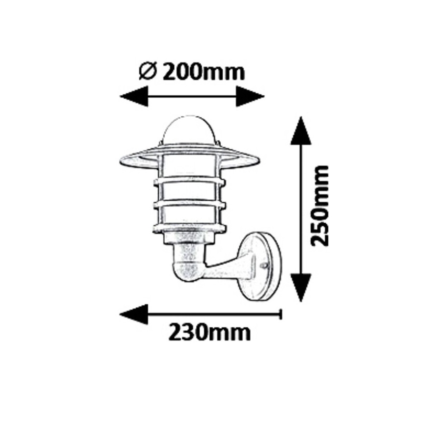Rabalux 7678 - Luz de parede de exterior DARRINGTON 1xE27/20W/230V IP44