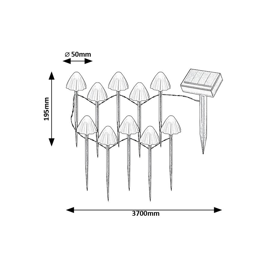 Rabalux - Iluminação solar LED 10xLED/0,2W/1,2V IP44 300 mAh