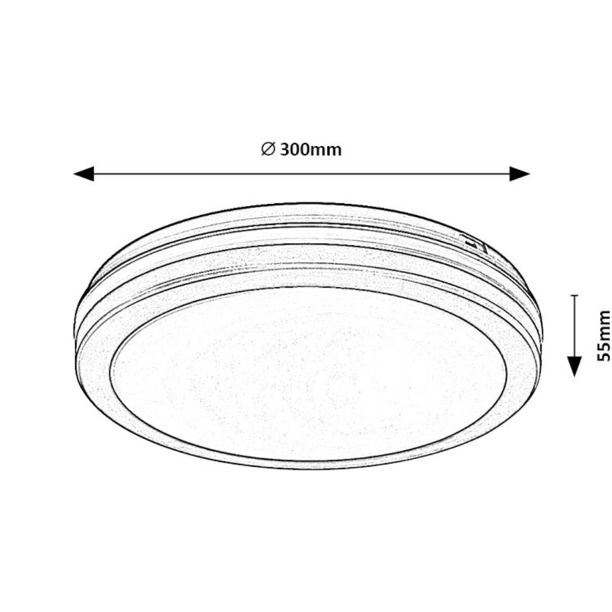 Rabalux - Candeeiro de tecto LED para casa de banho LED/28W/230V 3000/4000/6500K IP54 preto Ø 30 cm